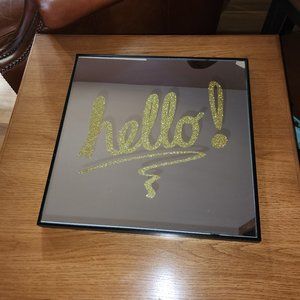 Mirror - Hello gold glitter, black trim